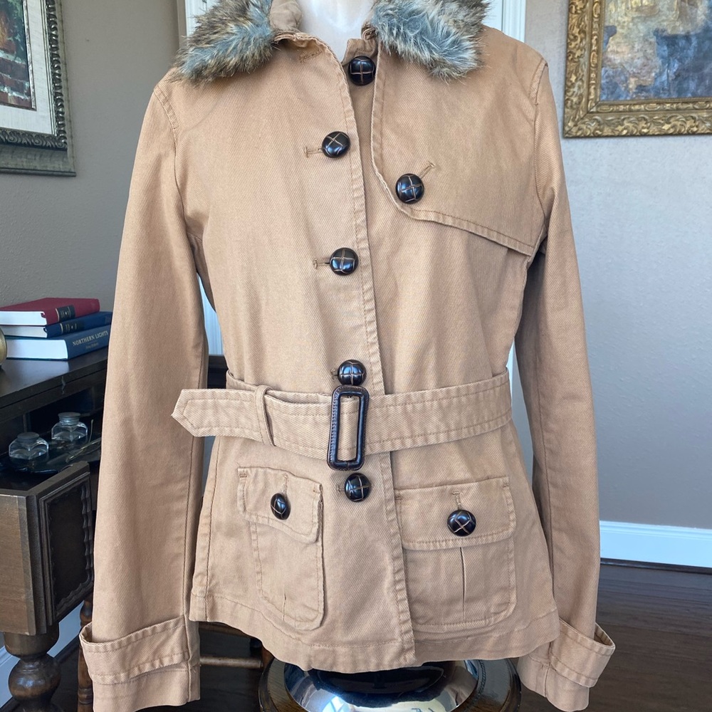 Gap Corduroy Jacket Coat Faux Fur Collar Removable